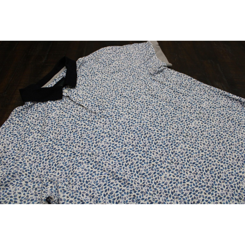 Rodd & Gunn Polo Shirt Mens Large Blue Floral Sports Fit Cotton Short Sleeve